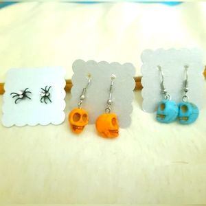 3 for $10 - Skull and Spider Earrings 3 pairs